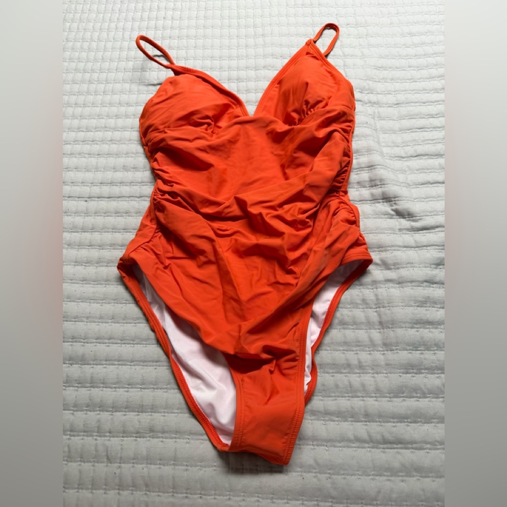 Cupshe Orange and White Swimsuit